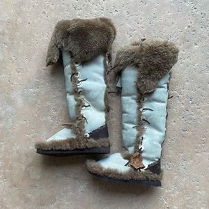 Teal malibu coWboy Boots, Sheepskin